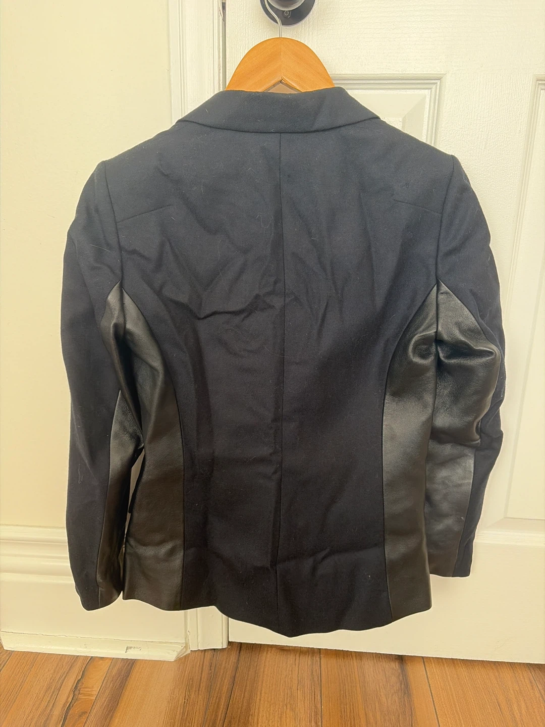 ZAPA Black Wool Blend Blazer with Faux Leather Accents - Size 40 - photo 2