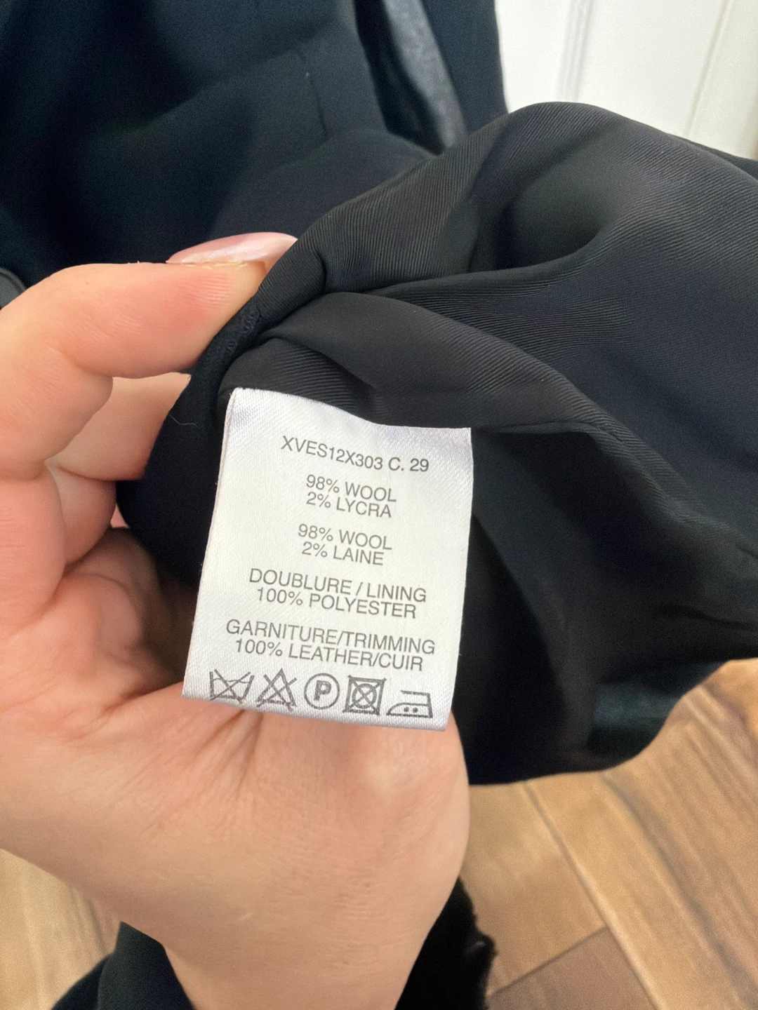 ZAPA Black Wool Blend Blazer with Faux Leather Accents - Size 40 - photo 5