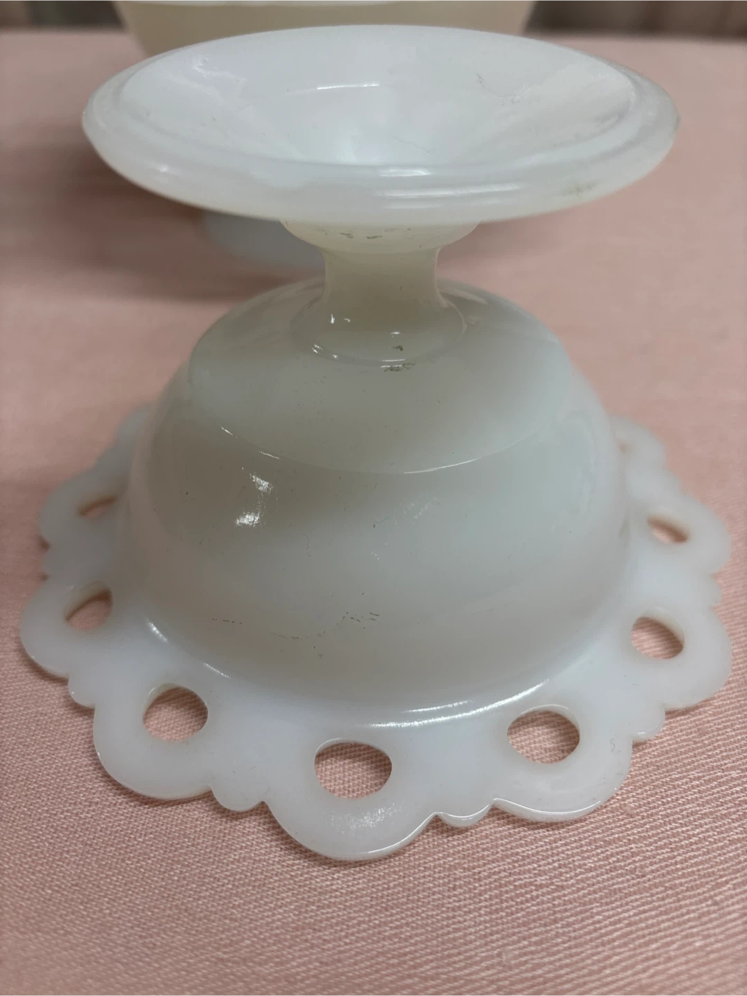 Vintage Milk Glass Dessert Bowls with Lace Edge - photo 3
