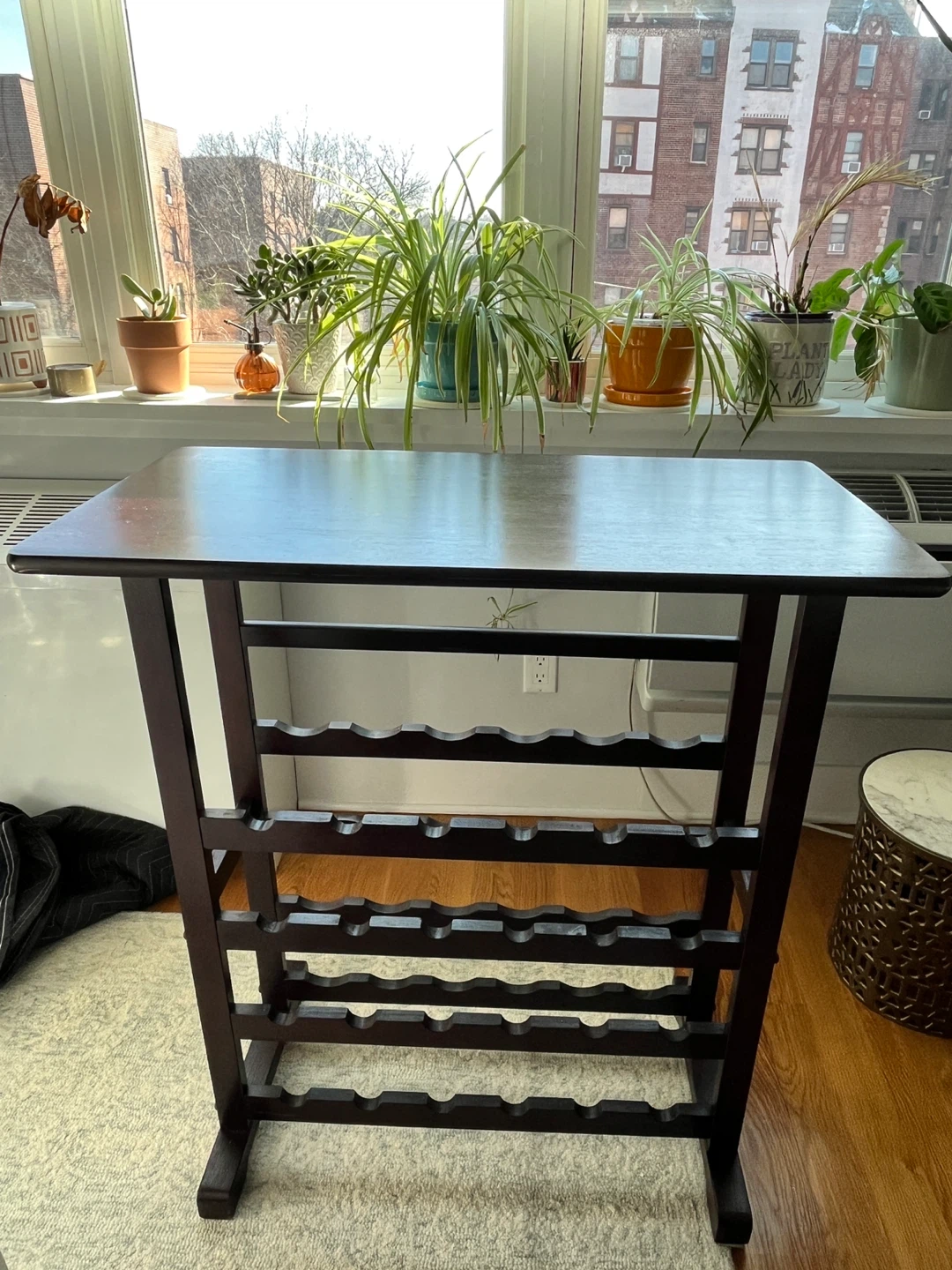 Dark Wood Wine Rack Table