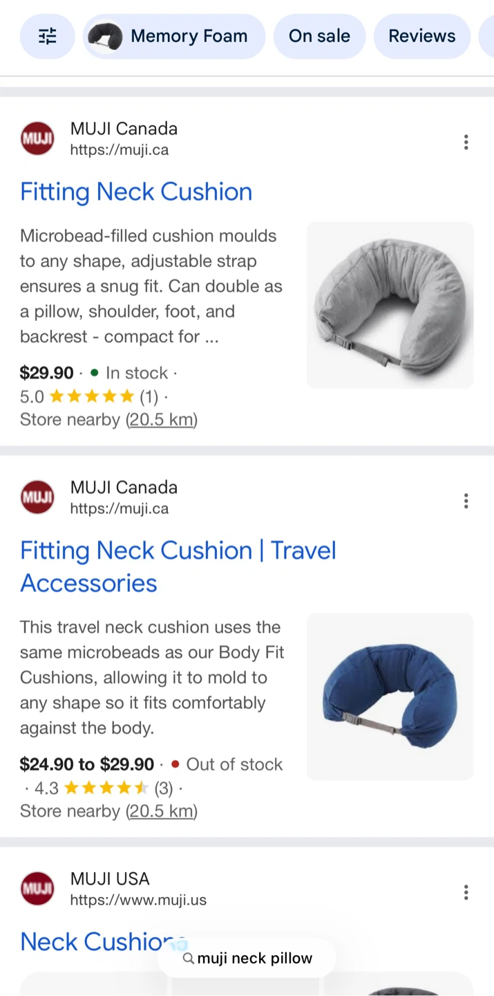 MUJI Fitting Neck Cushion - Brand New