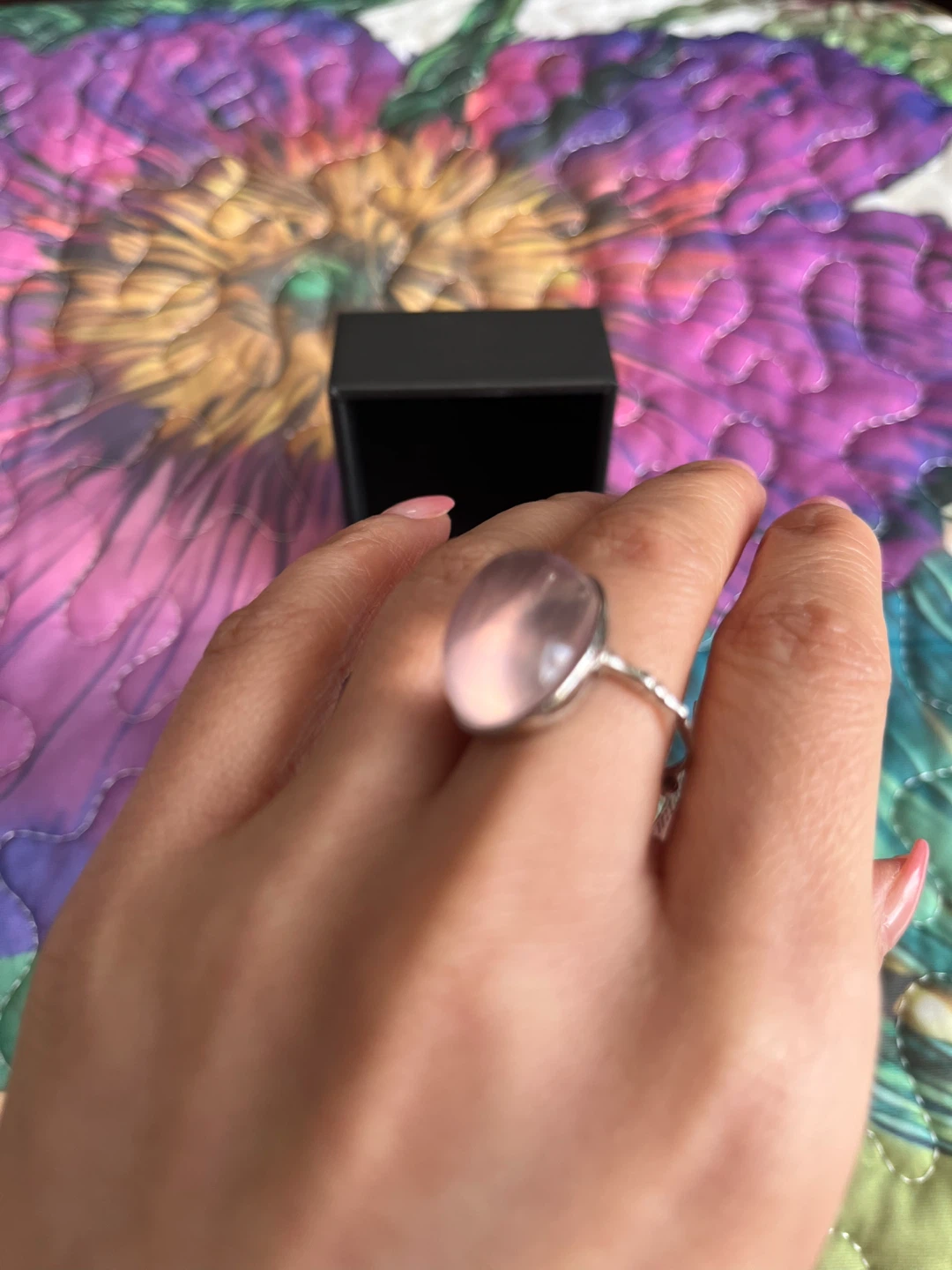 Oval Rose Quartz Ring with Gift Box