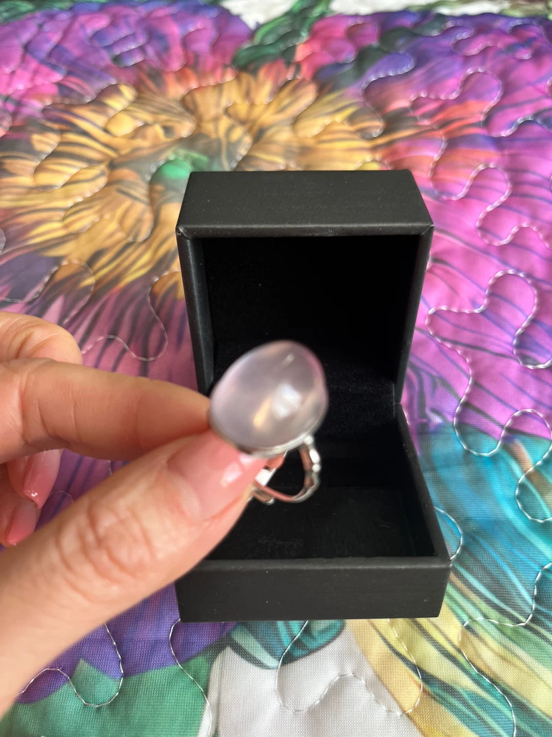 Oval Rose Quartz Ring with Gift Box - photo 2