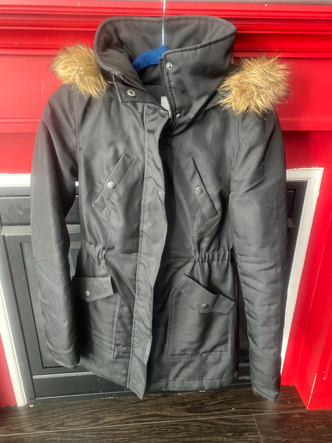 Vero Moda Black Faux Fur Hooded Parka Jacket - XS