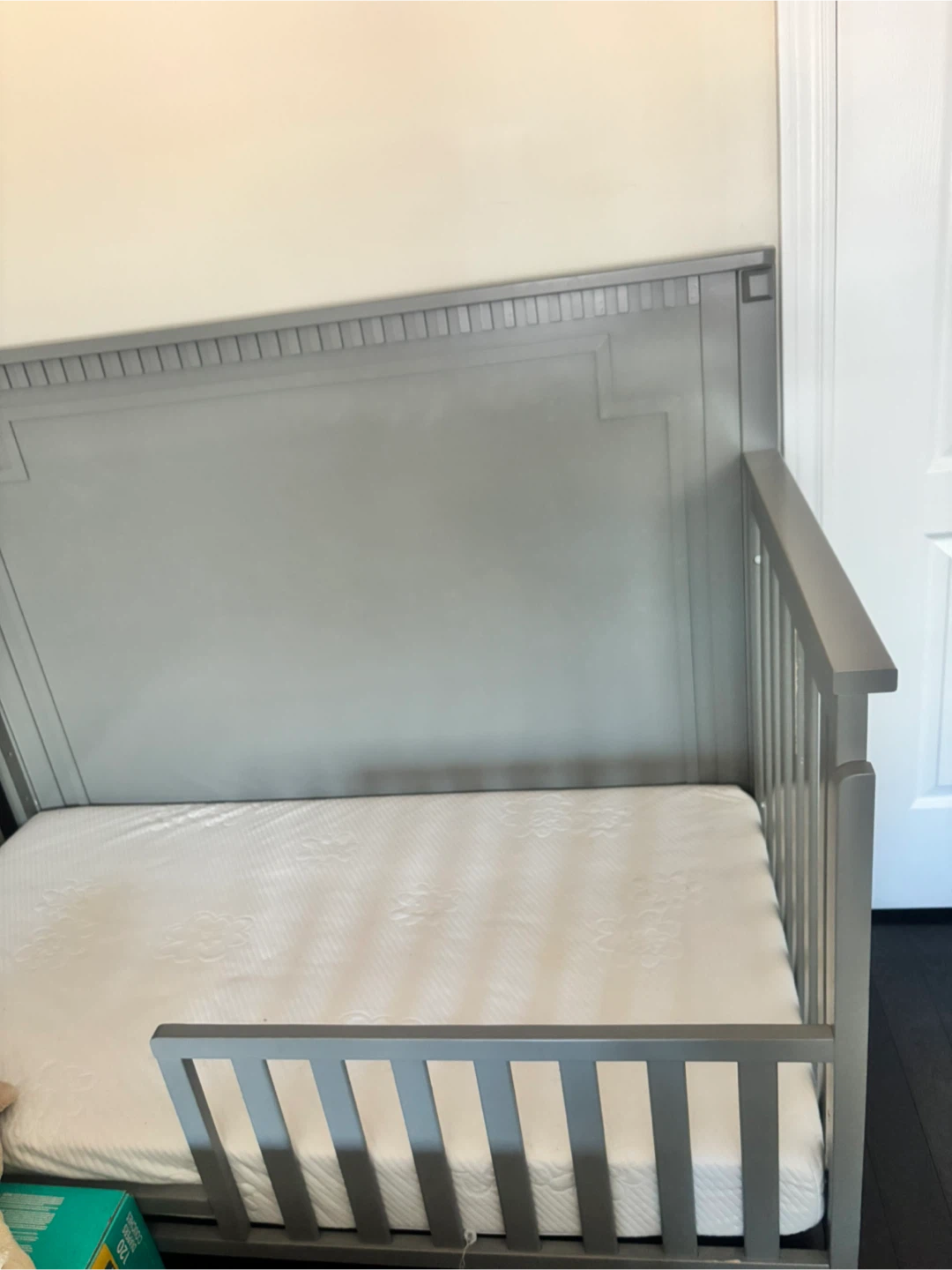 Grey Convertible Crib with Mattress