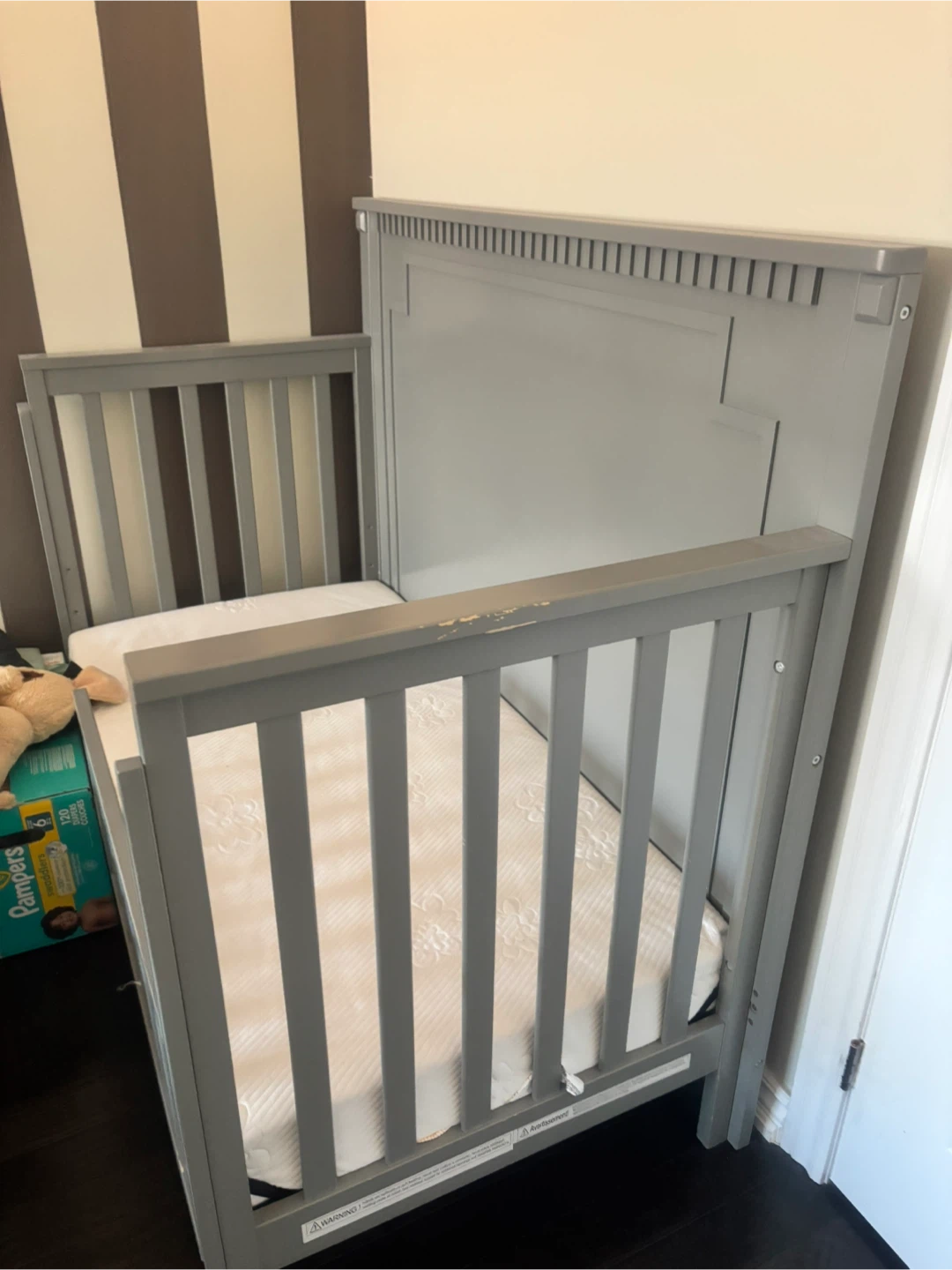 Grey Convertible Crib with Mattress - photo 2