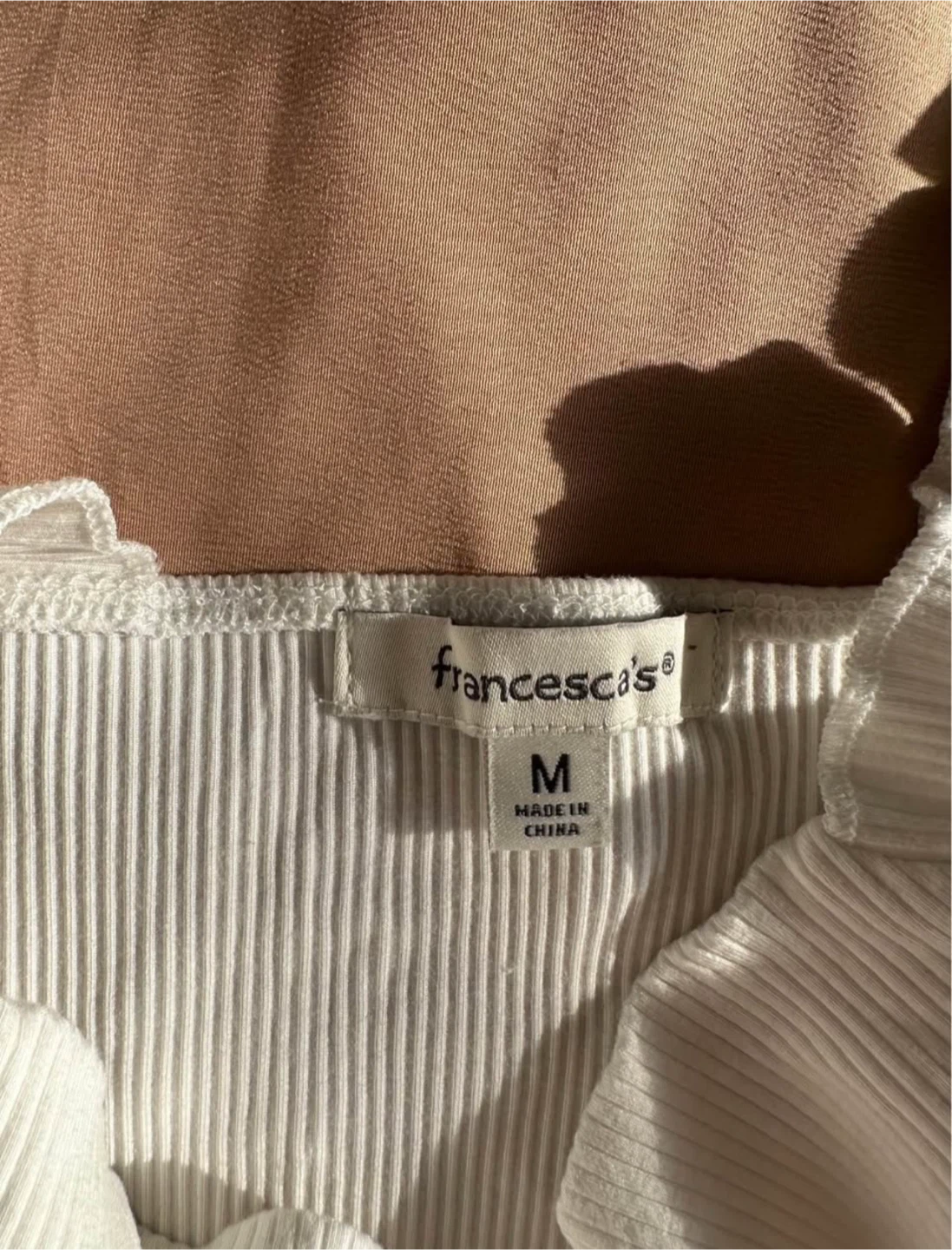 New Francesca's White Ribbed Bodysuit - Size M - photo 3