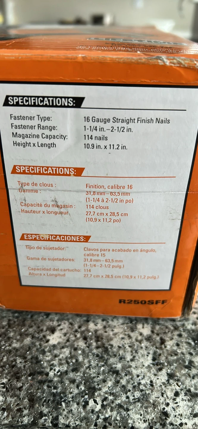 BNIB: RIDGID 16 gauge 2-1/2 in. Straight Finish Nailer - photo 2