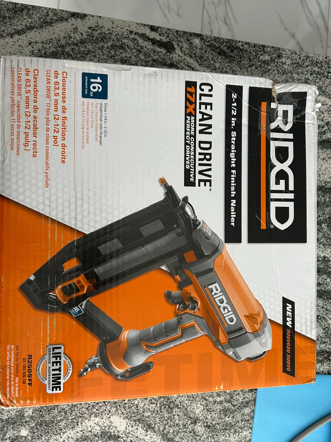 BNIB: RIDGID 16 gauge 2-1/2 in. Straight Finish Nailer