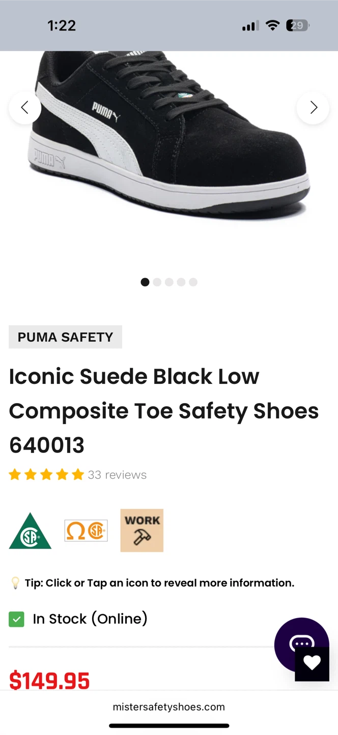 Puma Black Suede Composite Toe Safety Shoes