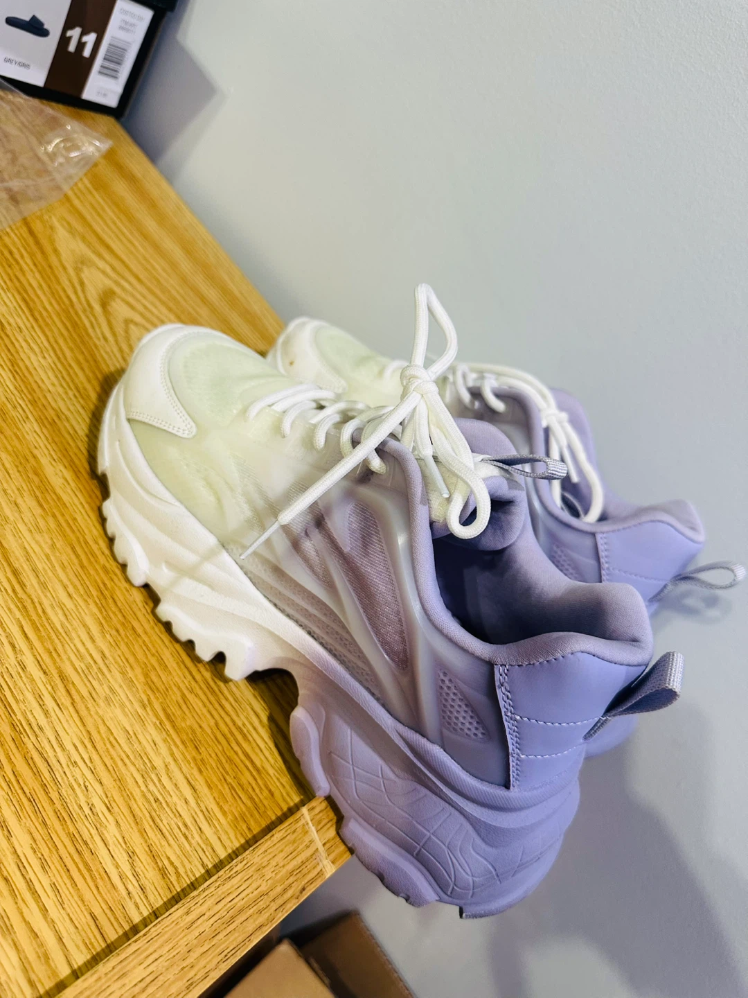 White & Purple Vegan Sneakers - Size US 9