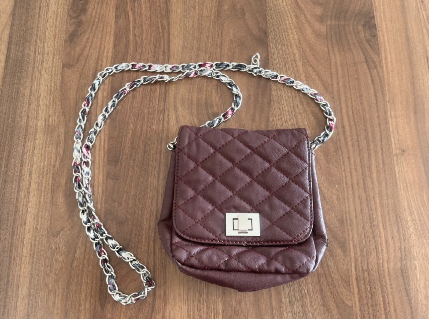 Small burgundy crossbody purse