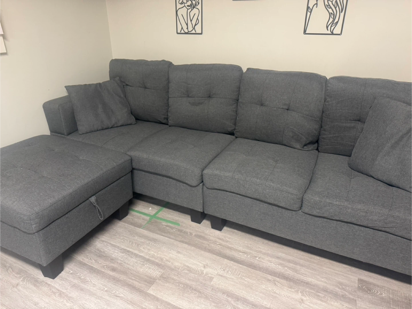 Grey Sectional Sofa with Ottoman