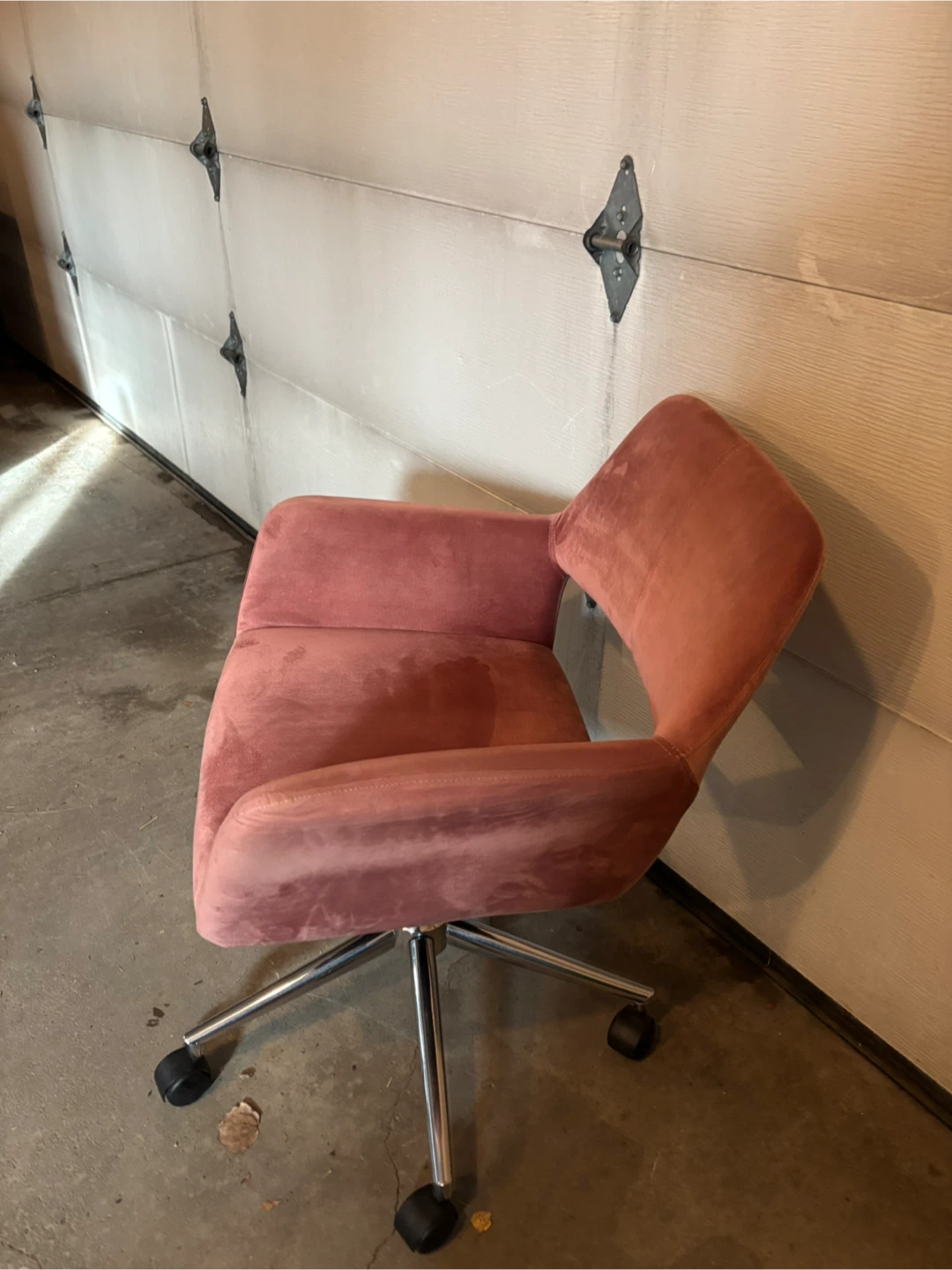 Pink Velvet Office Chair with Wheels