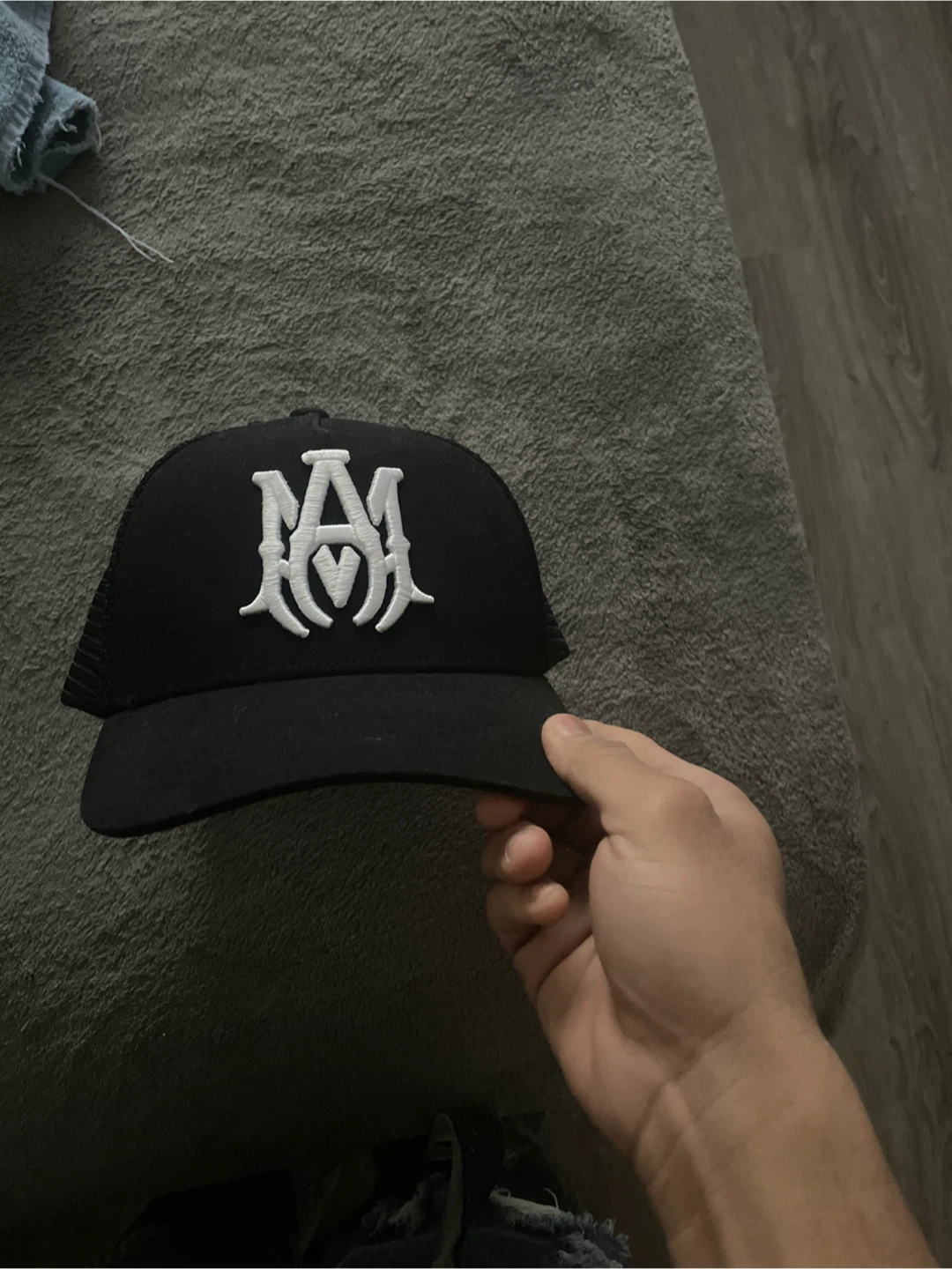 Amiri Black Mesh Trucker Hat