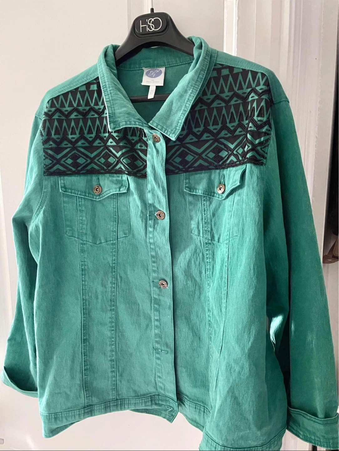Vintage denim beaded jacket - oversized women's2xL