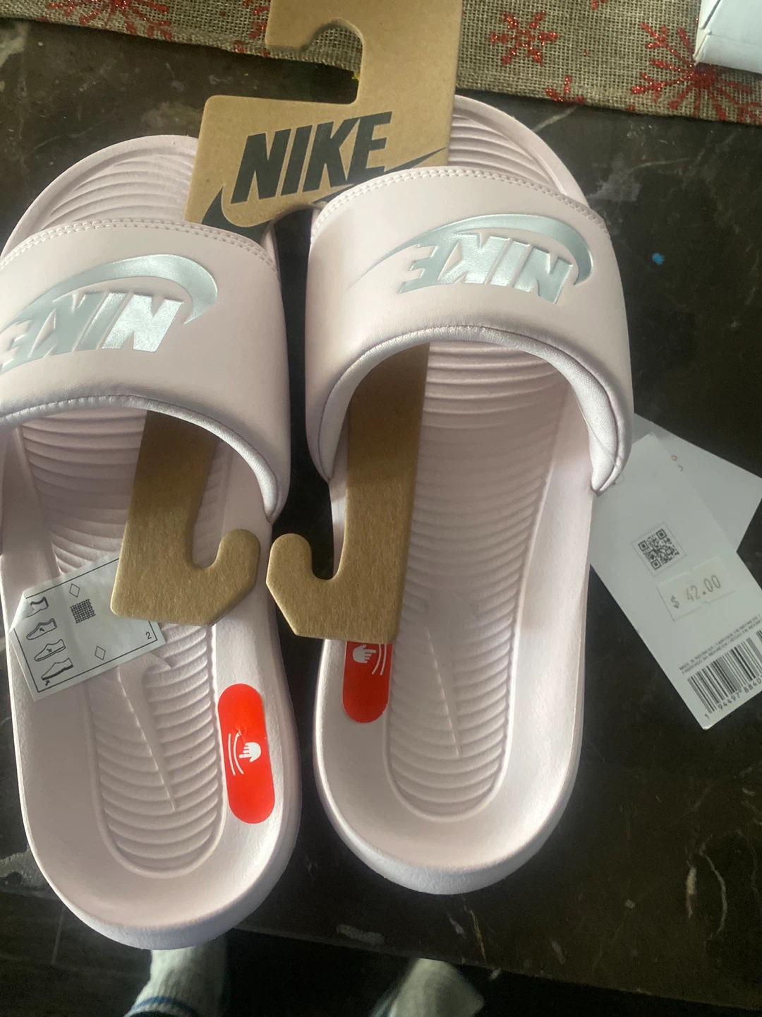 Nike Victori One Slide - Barely Rose/Metallic Silver - Size 5