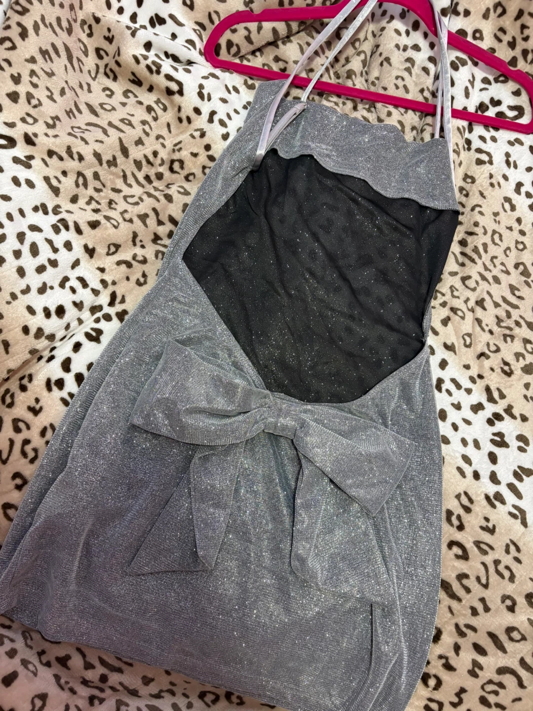Silver Sparkle Halter Dress with Bow Detail - photo 2