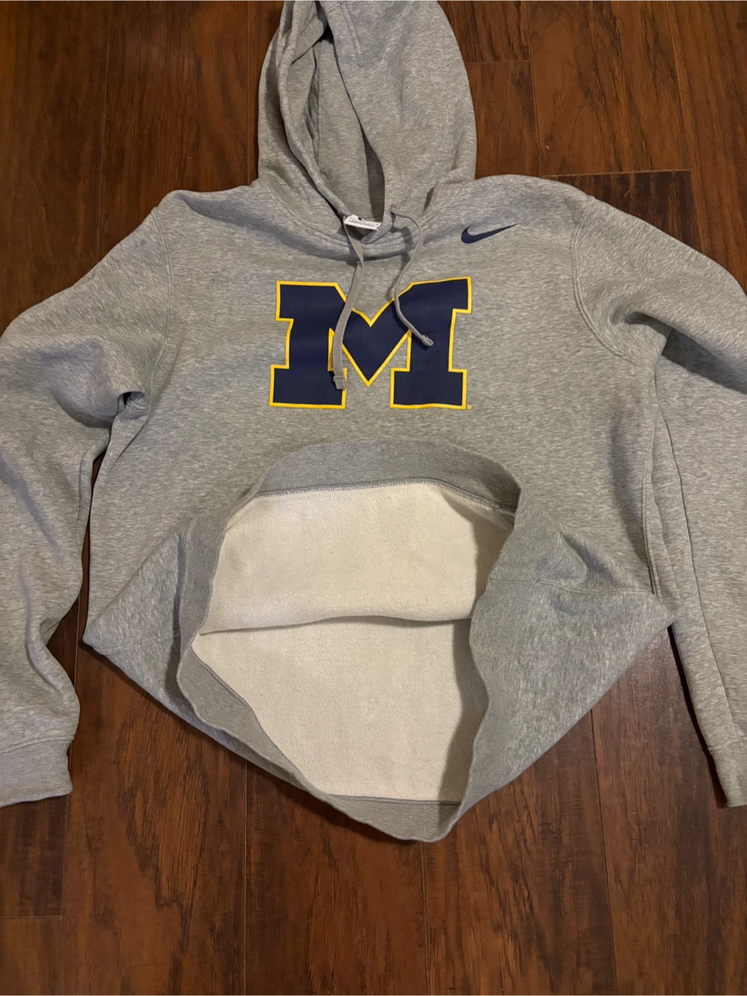 Nike Michigan Wolverines Grey Pullover Hoodie Sweatshirt Size M - photo 5