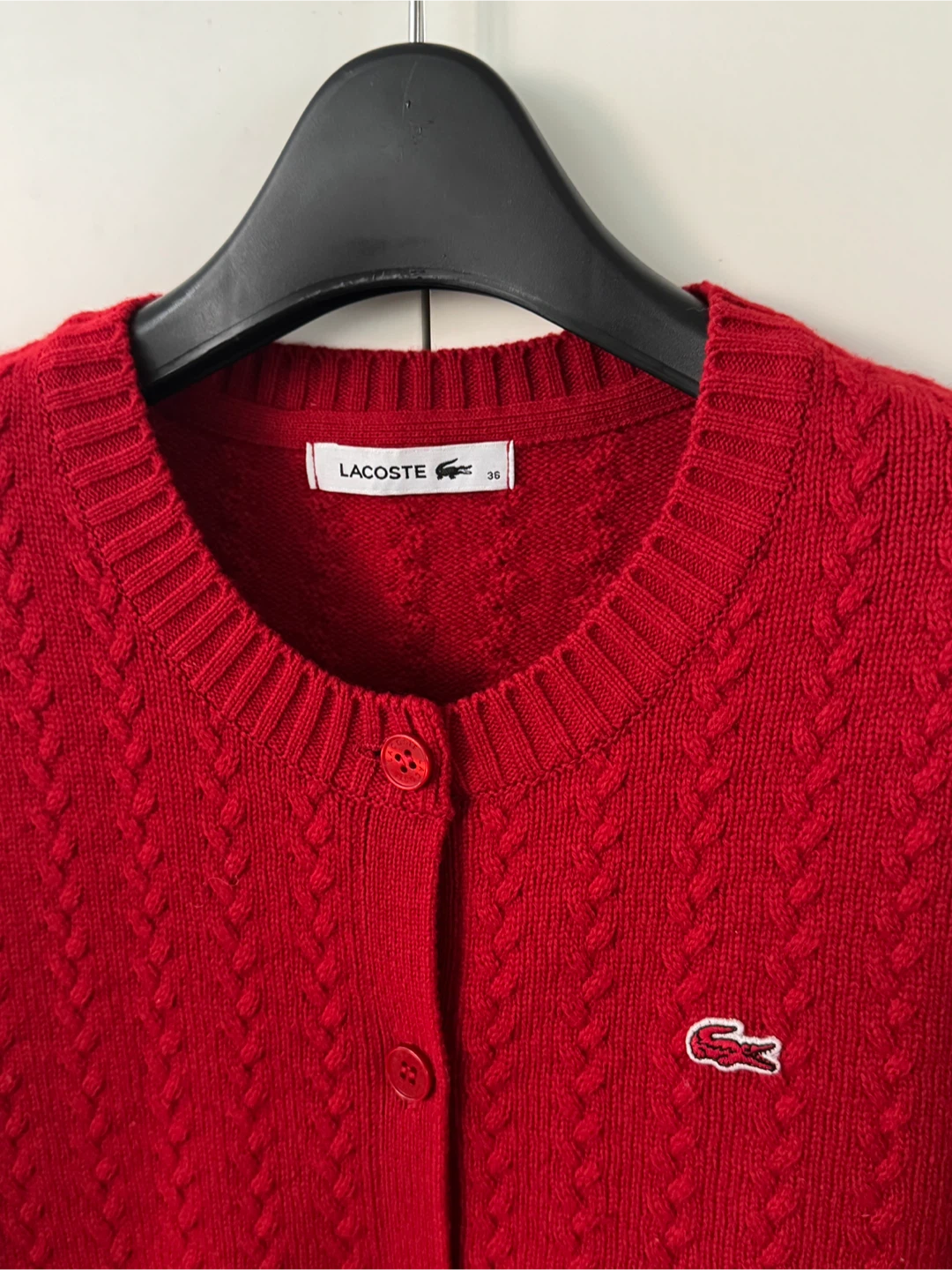 Lacoste Red Cable Knit Cardigan - photo 2