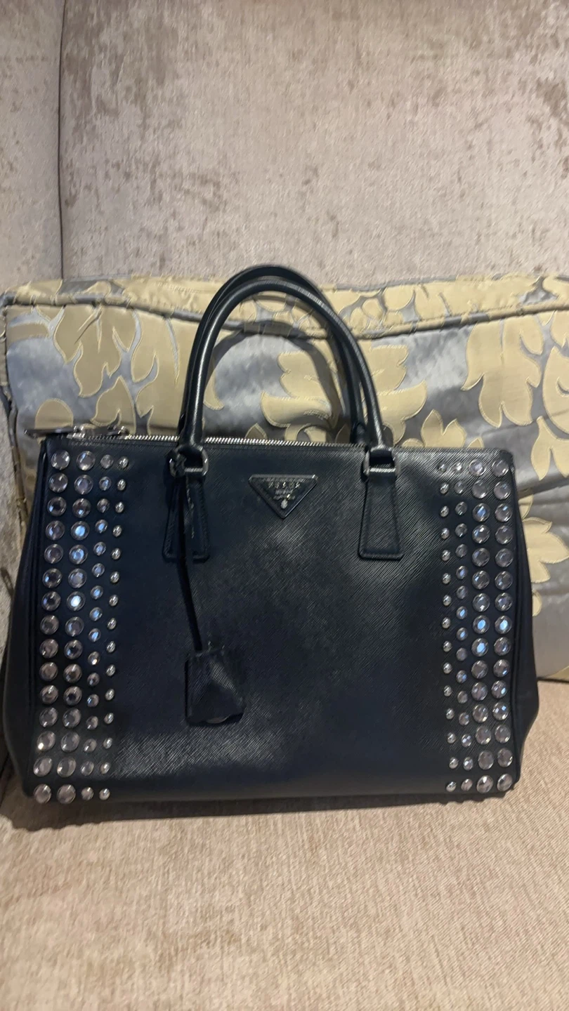 Prada Studded Black Leather Tote Bag