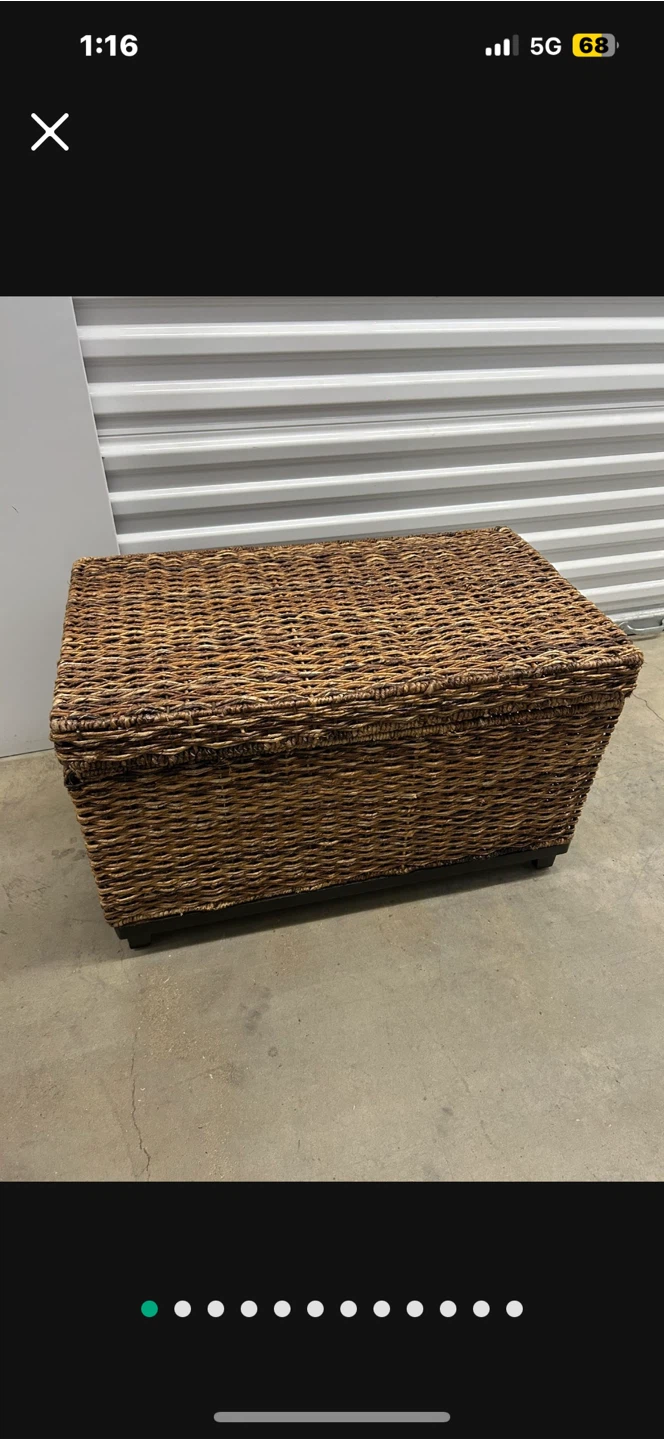 Woven Storage Chest Ottoman