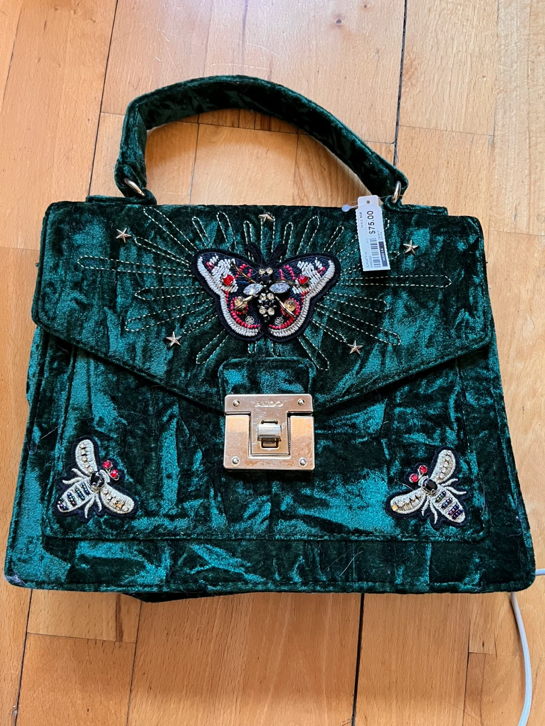 NEW ALDO Green Velvet Embellished Handbag - photo 2