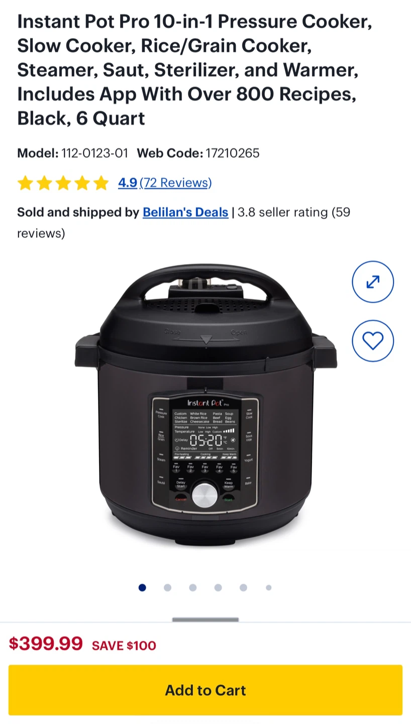 New Instant Pot Gourmet Pro Multi-Cooker 10-in-1, Black, 6 Quart