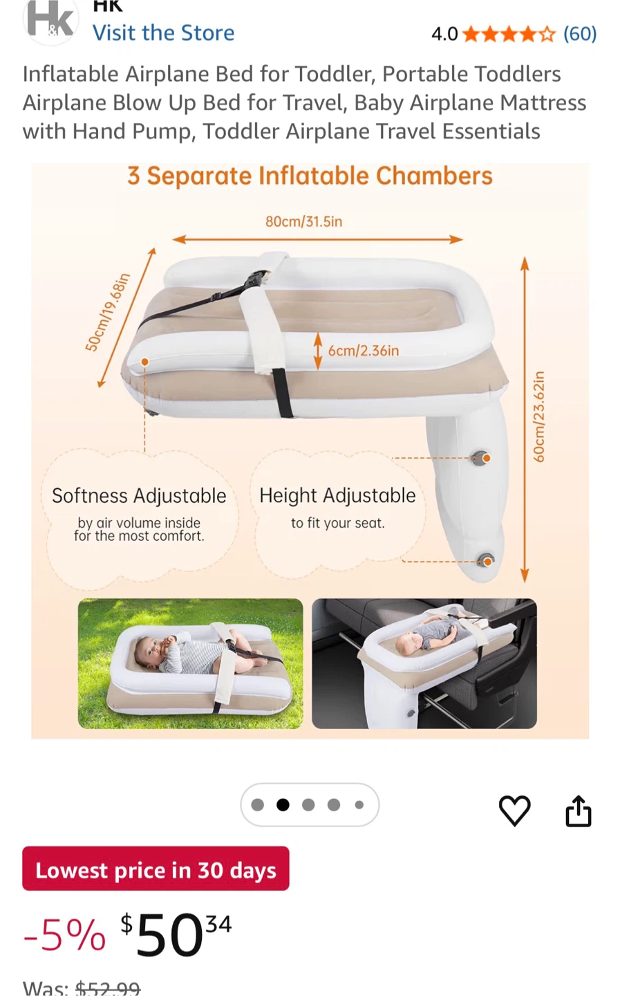 (New) inflatable Toddler Airplane Bed with Hand Pump - photo 3