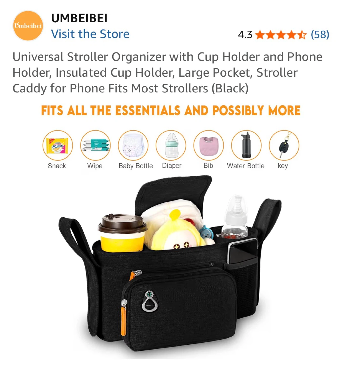 UMBEIBEI Universal Stroller Organizer Bag - photo 2