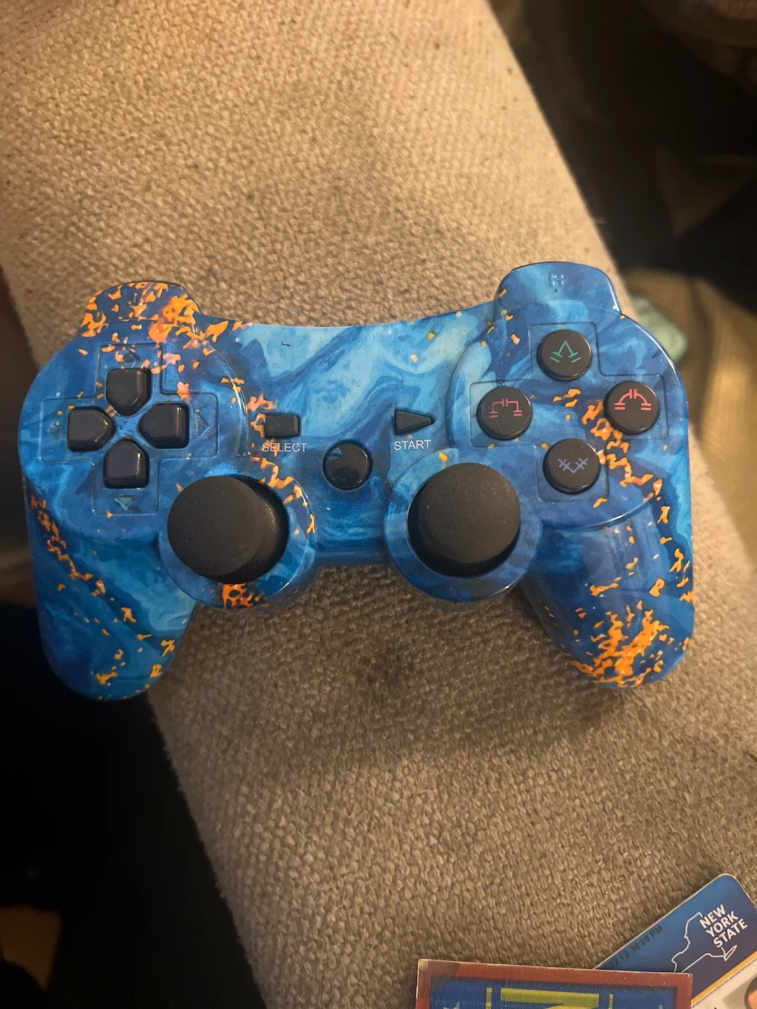 Custom Blue and Orange Gaming Controller