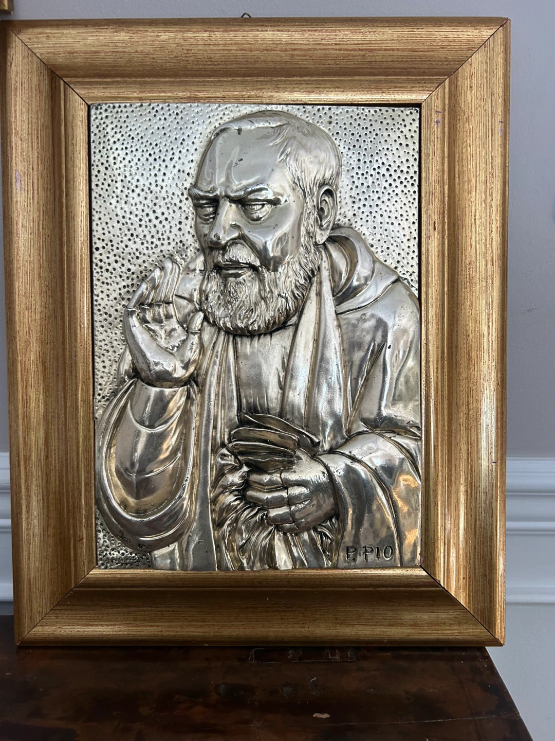 Framed Padre Pio Metal Art