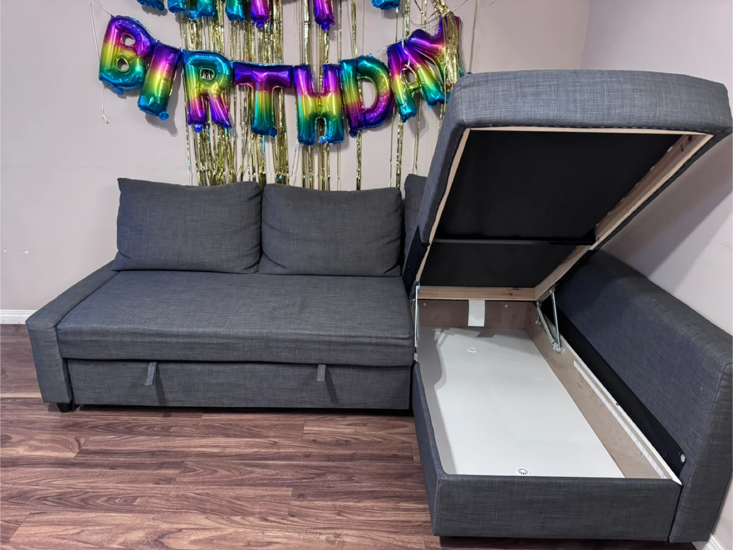 Grey Sectional Sofa Bed with Storage - photo 2