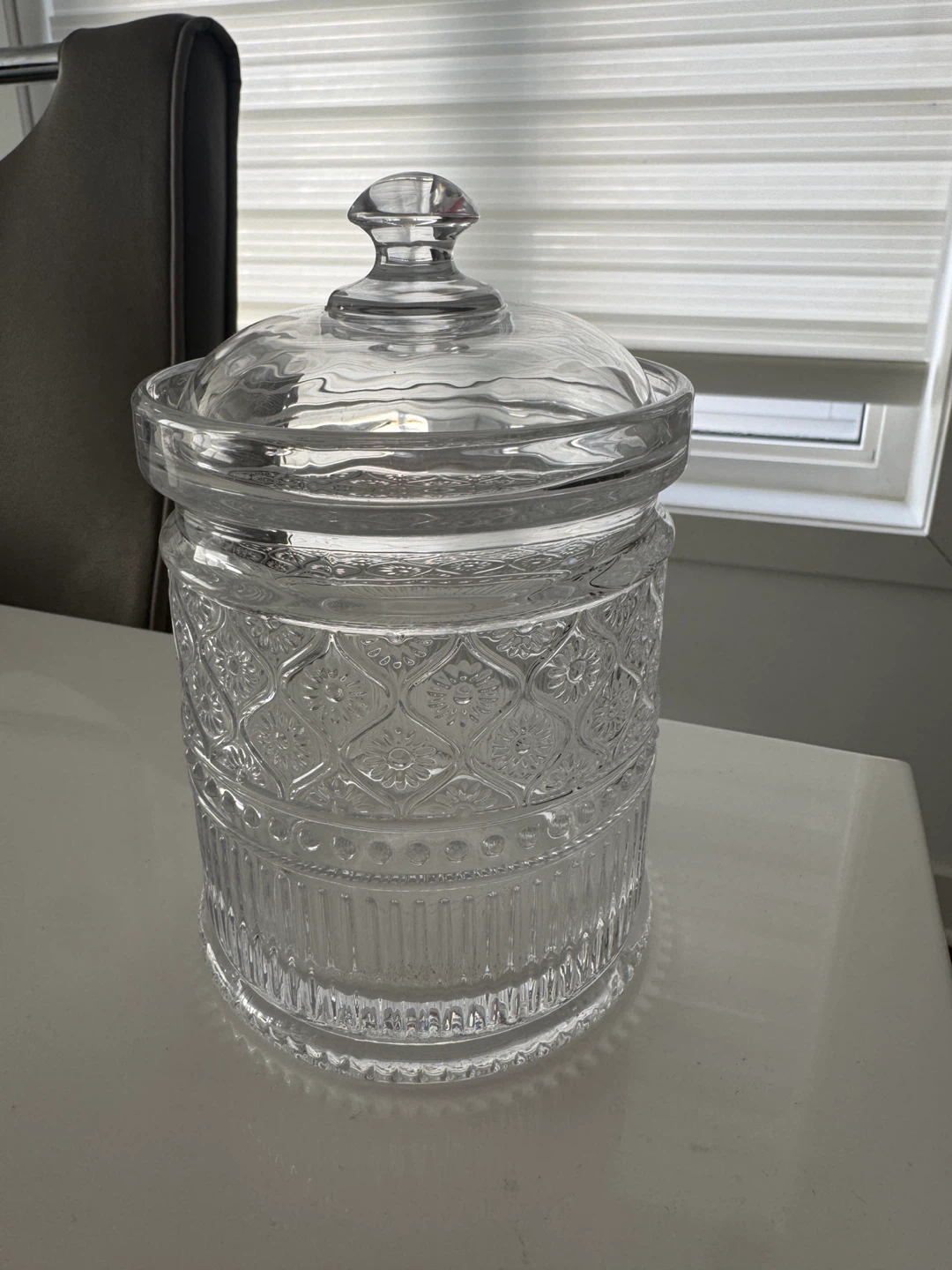 Clear Embossed Glass Canister with Lid - photo 2