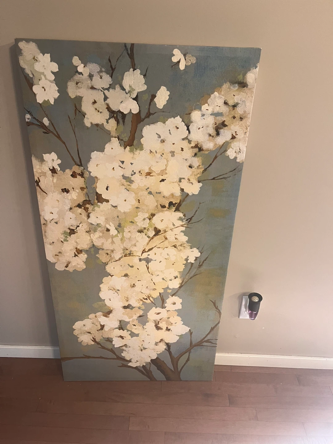 Canvas Wall Art - White Blossoms appx 4x2