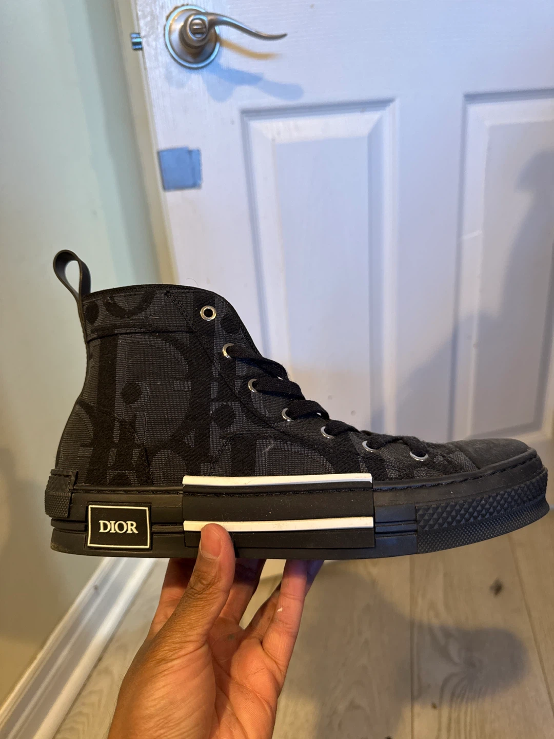 DIOR High-Top Sneakers - Black Monogram