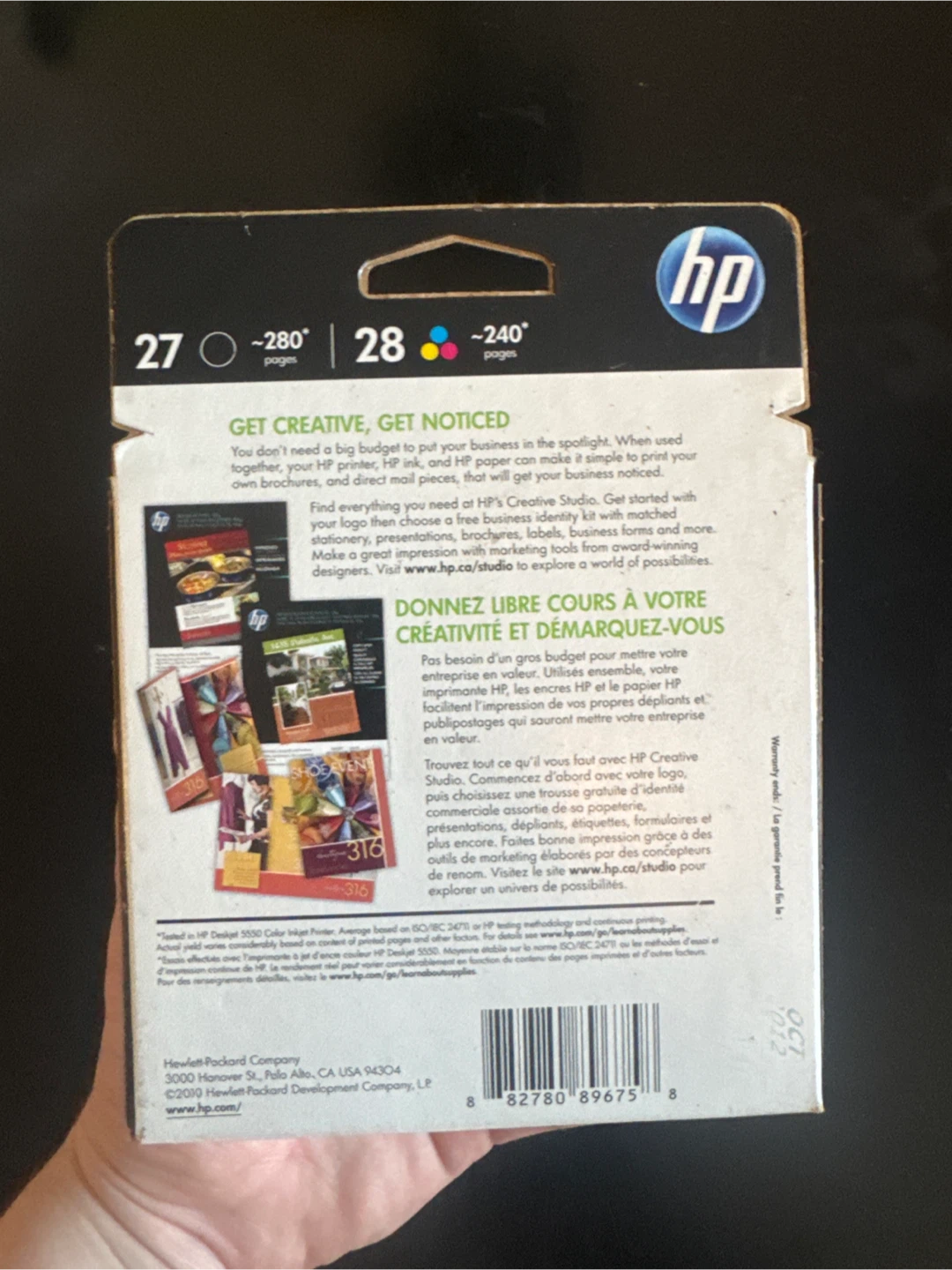 HP 27 Black and 28 Tri-color Ink Cartridge Combo Pack - photo 2