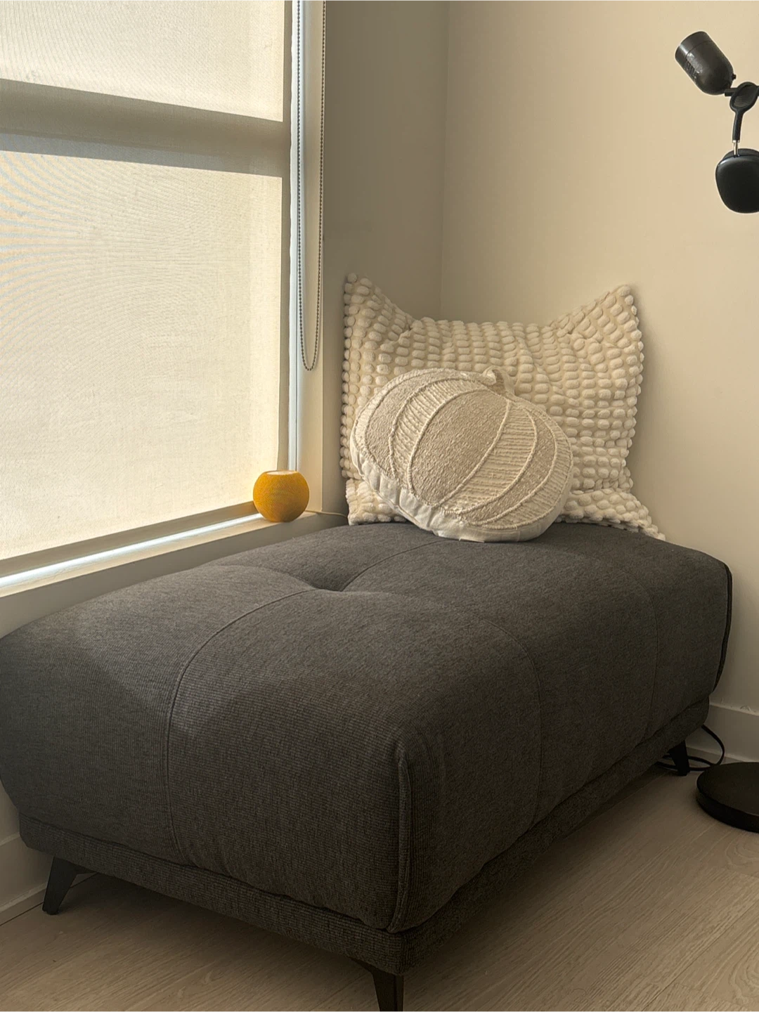 Dark Grey Tufted Ottoman Bench