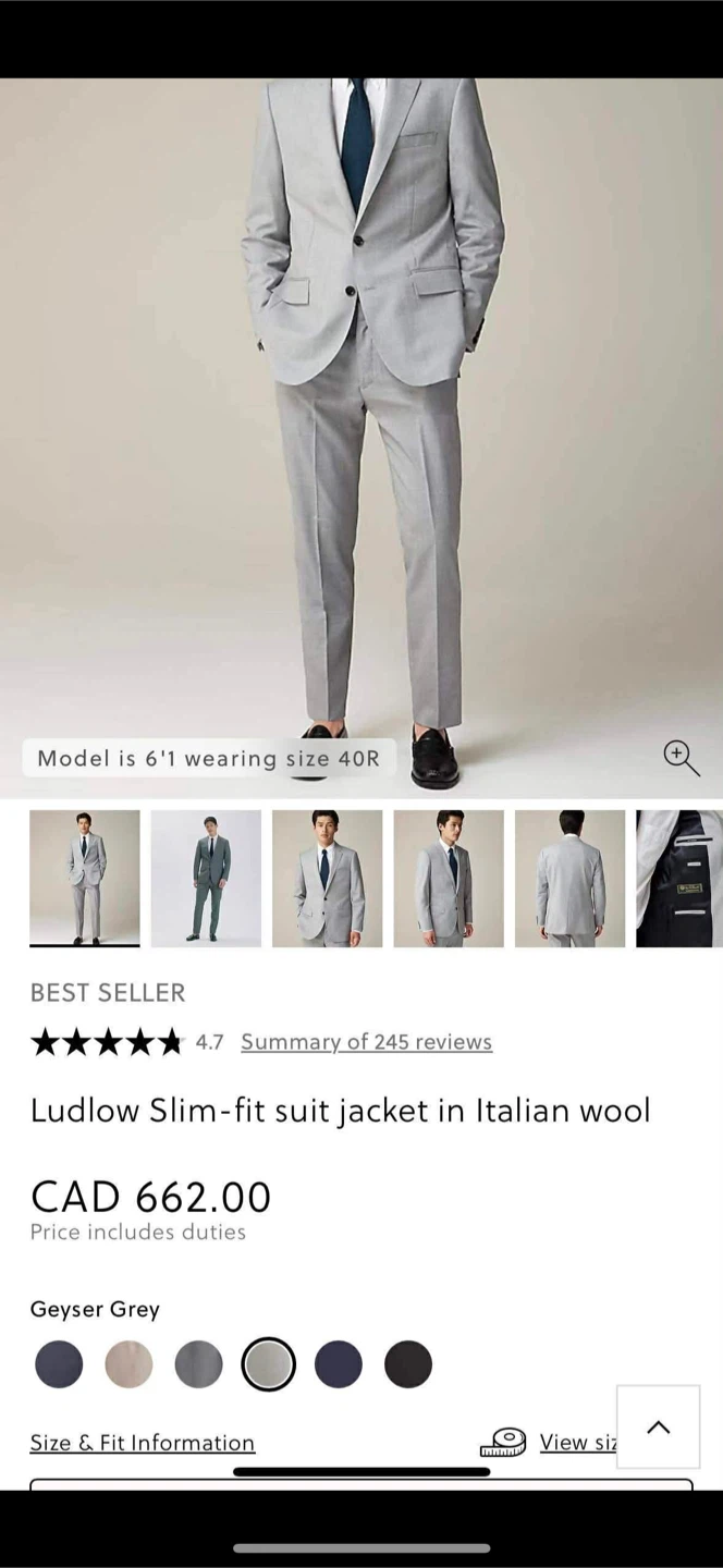 Mens J Crew Suit Jacket Loro Piana Fabric Small