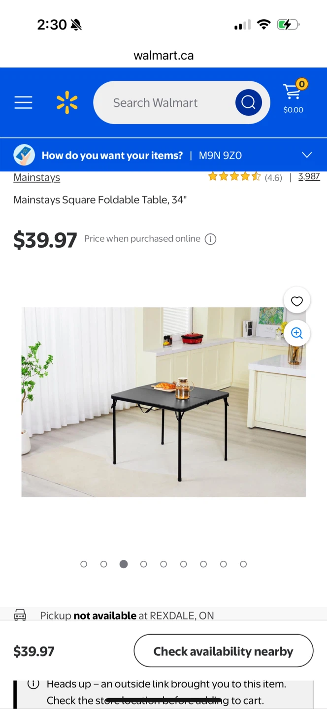 Mainstays Square Foldable Table, 34" - photo 5