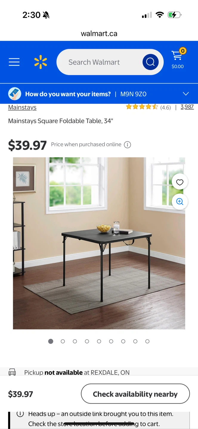 Mainstays Square Foldable Table, 34" - photo 2