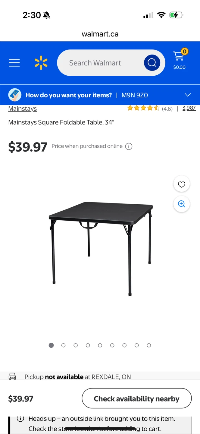 Mainstays Square Foldable Table, 34" - photo 3