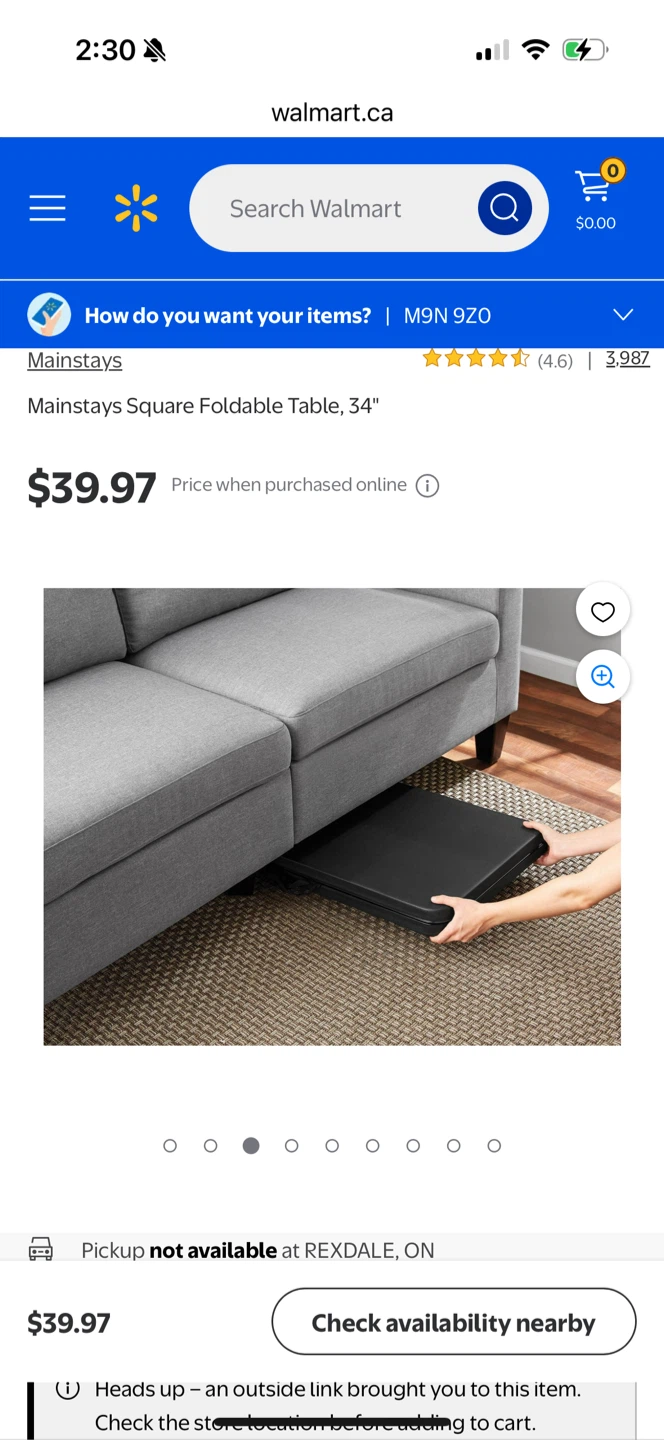 Mainstays Square Foldable Table, 34" - photo 4