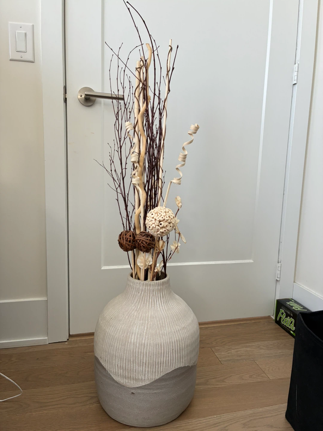 Large Decorative Vase with Dried Stems