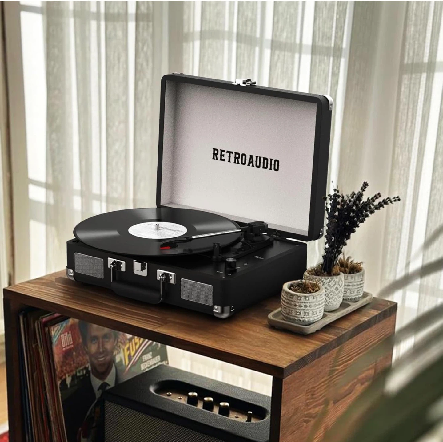 RetroAudio Portable Suitcase Record Player Turntable - photo 5