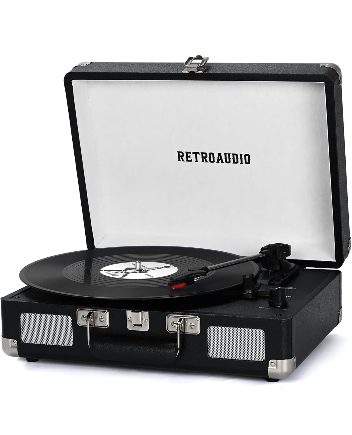 RetroAudio Portable Suitcase Record Player Turntable
