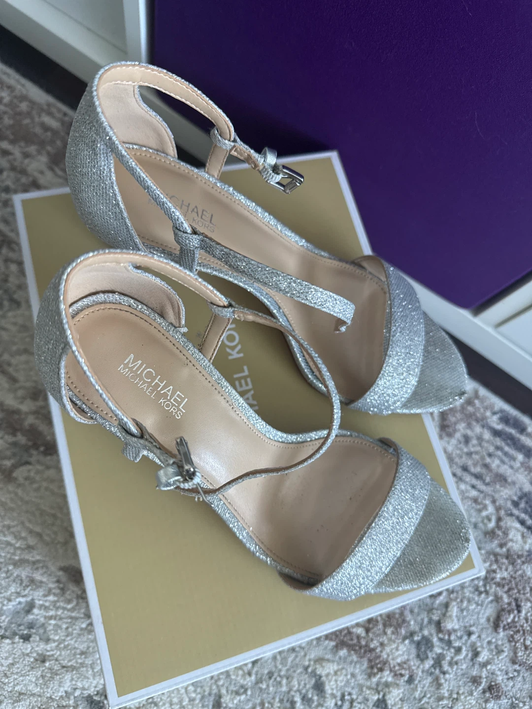Michael Kors Women's Silver Glitter Heels - Size 8M - photo 2