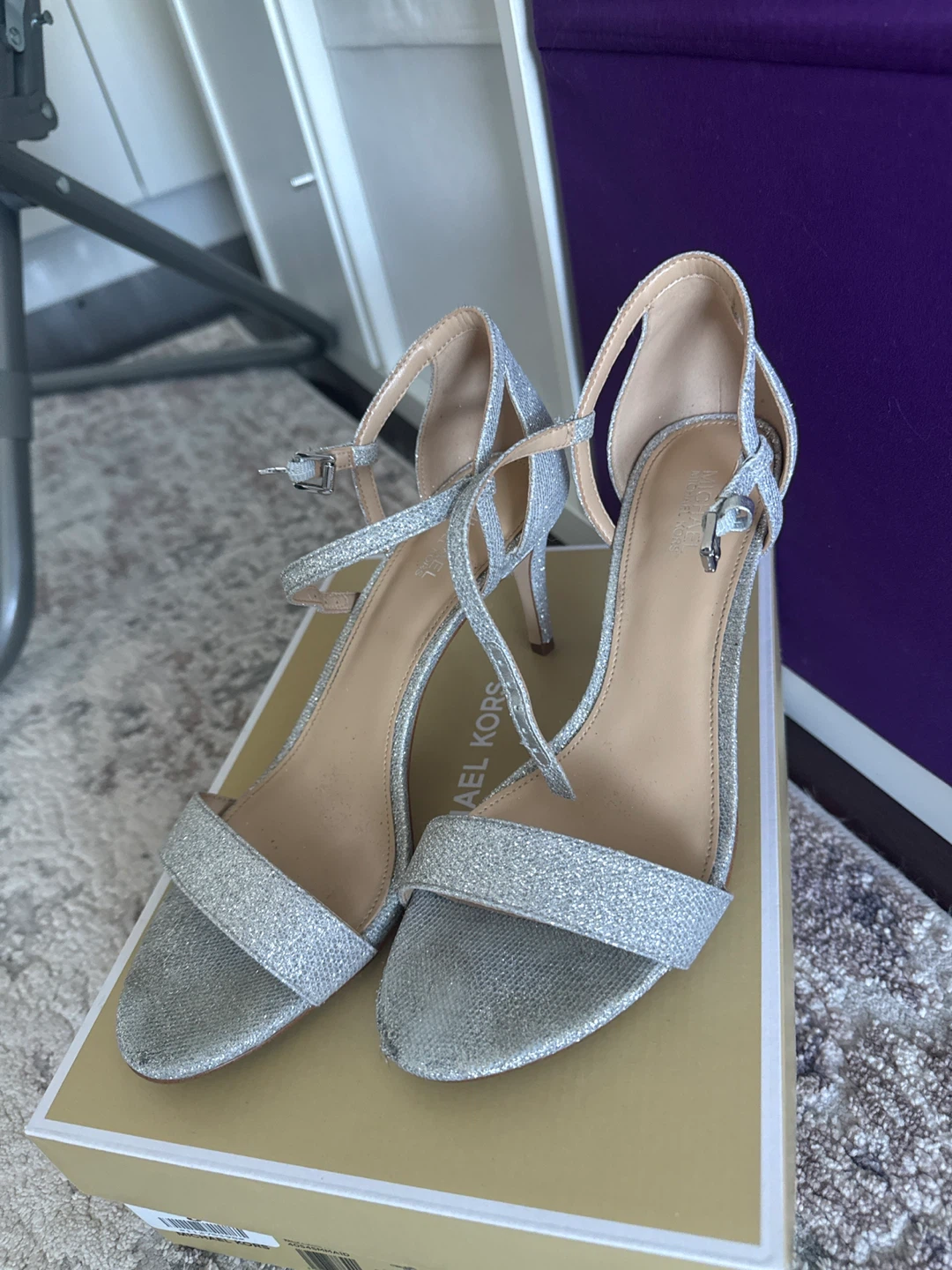 Michael Kors Women's Silver Glitter Heels - Size 8M