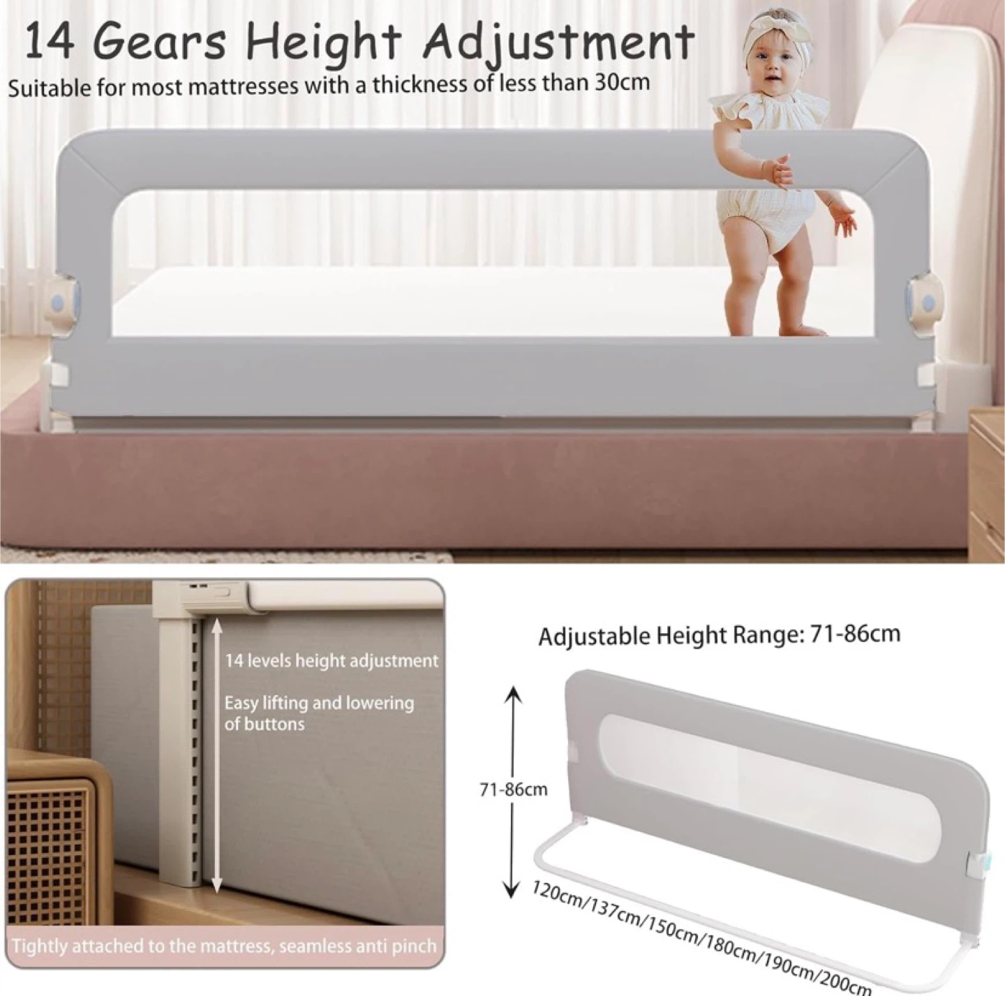 Foldable Baby Bed Rails Guard for Toddlers, Folding  Bed Rail - photo 3