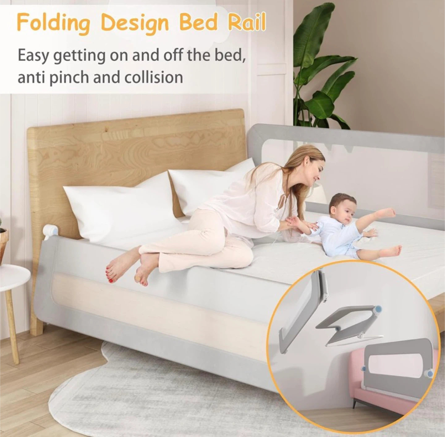 Baby Bed Rails Guard for Toddlers, Folding Swing Down Bed - photo 4